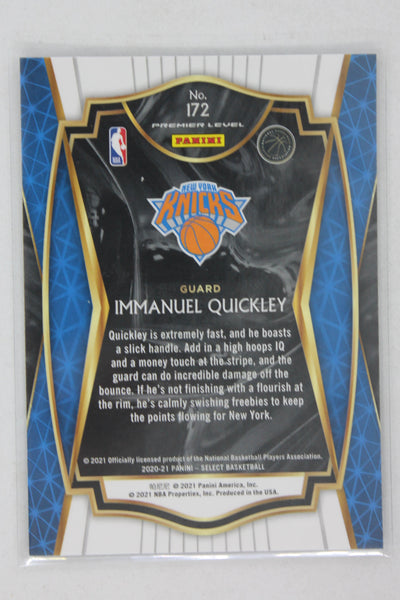 Immanuel Quickley 2020-21 Panini Select - Retail Blue #172 Premier Level Rookie Card