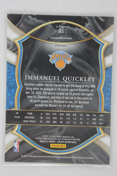 Immanuel Quickley 2020-21 Panini Select - Tri-Color Prizm Concourse Rookie Card