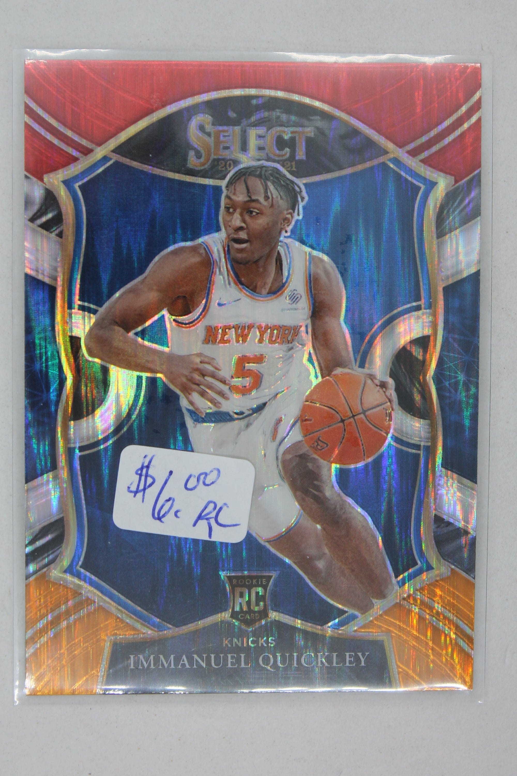 Immanuel Quickley 2020-21 Panini Select - Red White Orange Flash Prizm Concourse Rookie Card