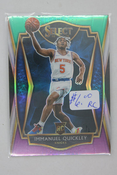 Immanuel Quickley 2020-21 Panini Select - Green White Purple Prizm #172 Premier Level Rookie Card