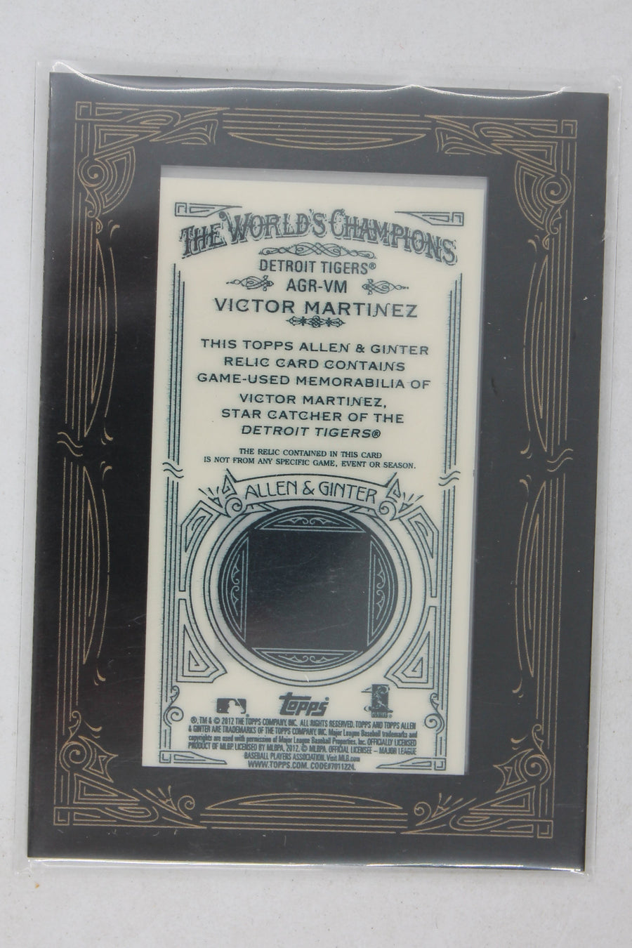 Victor Martinez 2012 Topps Allen & Ginter's - Framed Mini Relics Card
