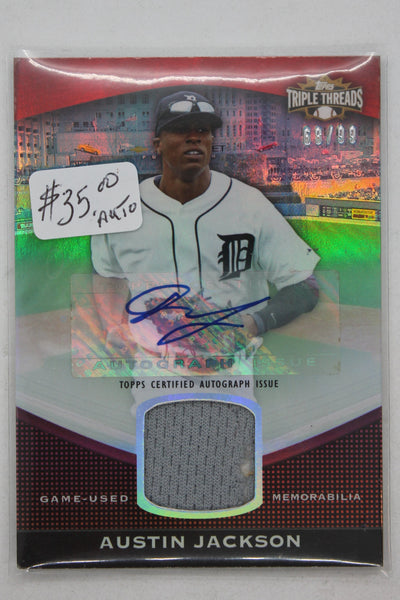 Austin Jackson 2011 Topps Triple Threads Unity Autograph Relic Card - Detroit Tigers