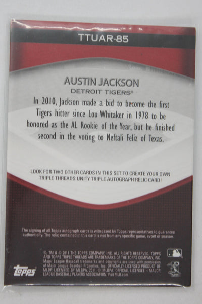 Austin Jackson 2011 Topps Triple Threads Unity Autograph Relic Card - Detroit Tigers