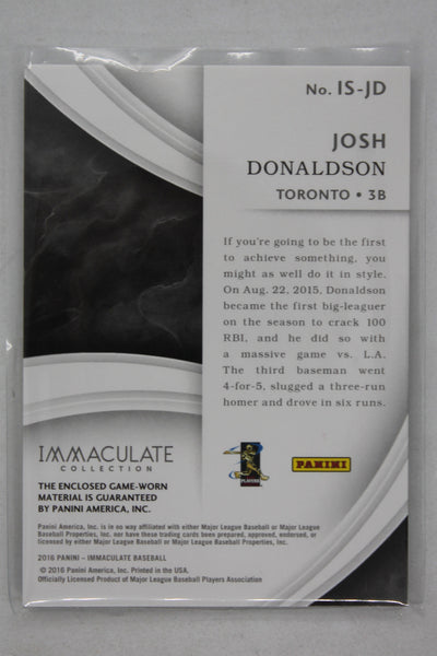 Josh Donaldson 2016 Panini Immaculate Collection - Immaculate Swatches #IS-JD Jersey Card #56/99