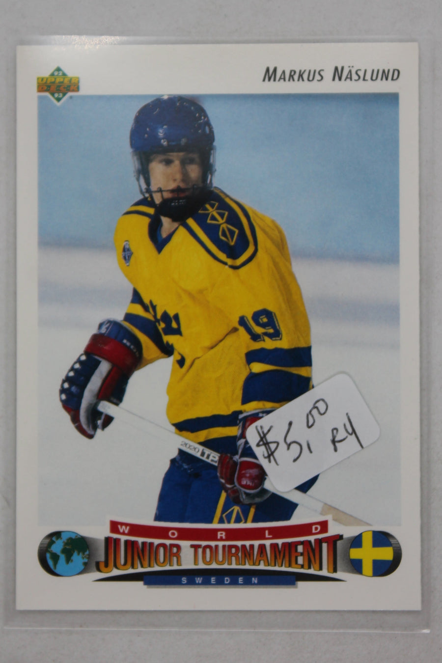 Markus Naslund 1992-93 Upper Deck World Junior Tournament Rookie Year Card