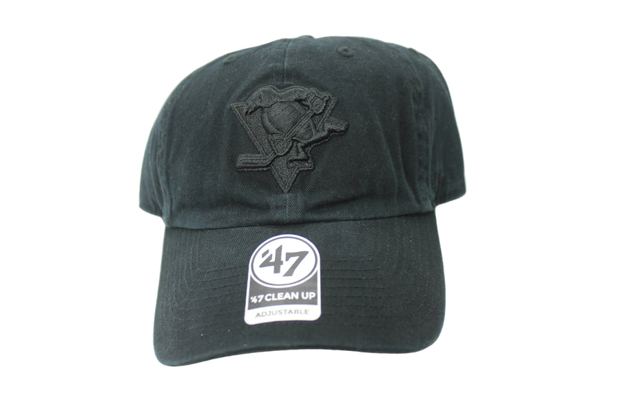 NHL Pittsburgh Penguins 47 Brand Clean Up Adjustable Hat - Black on Black