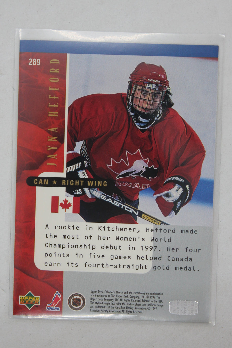 Jayna Hefford 1997-98 Upper Deck Collector's Choice - National Heroes - PRC