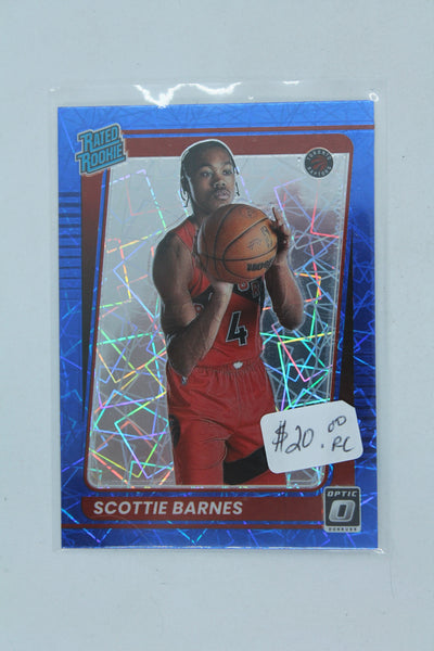 NBA Scottie Barnes 2021-22 Panini Donruss Optic Blue Velocity Prizm Rated Rookie Rookie Card