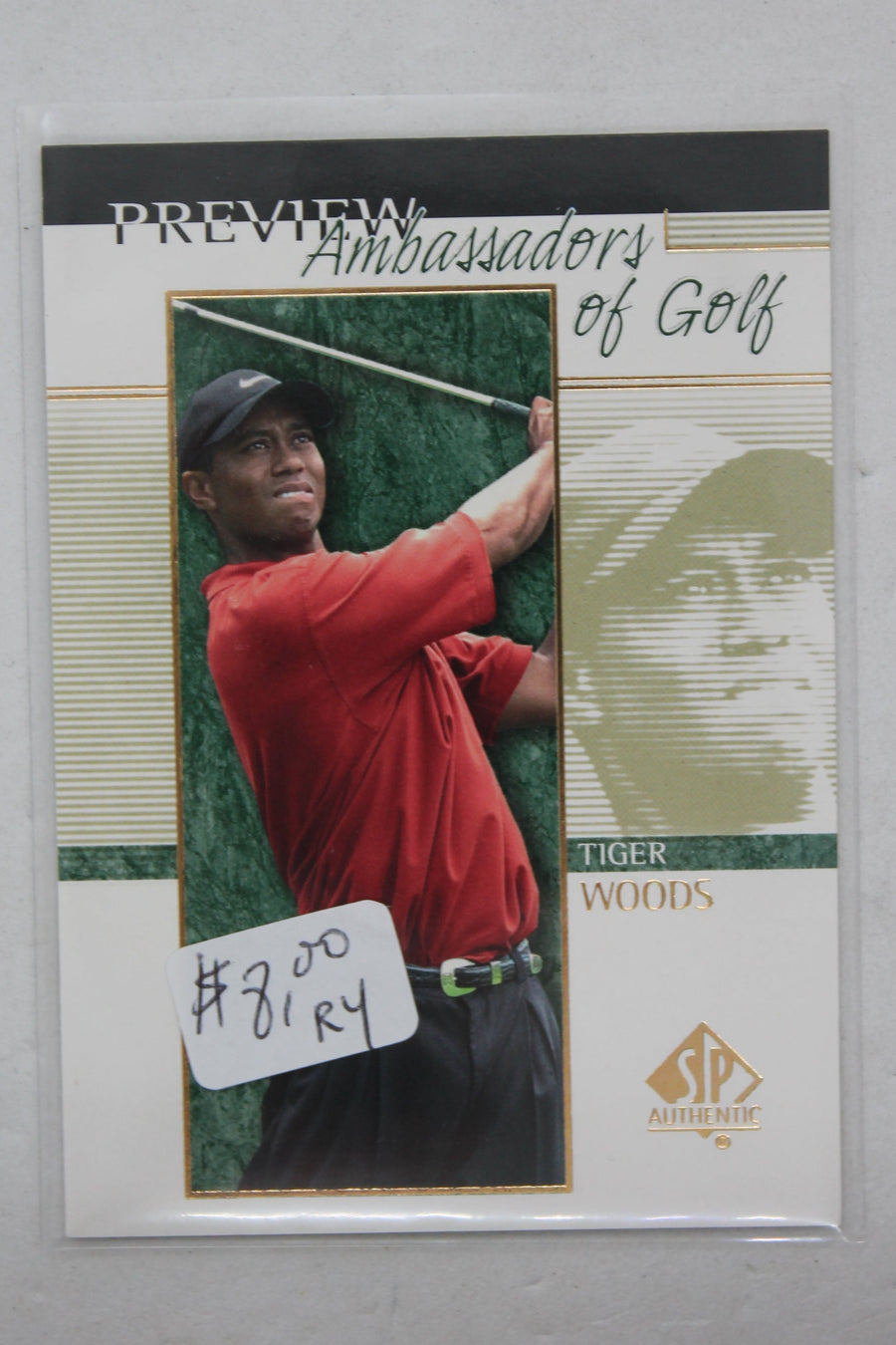 Tiger Woods 2001 SP Authentic Preview - Ambassadors of Golf - Rookie Year