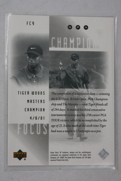 Tiger Woods 2001 SP Authentic - Focus on a Champion #FC9 - Rookie Year