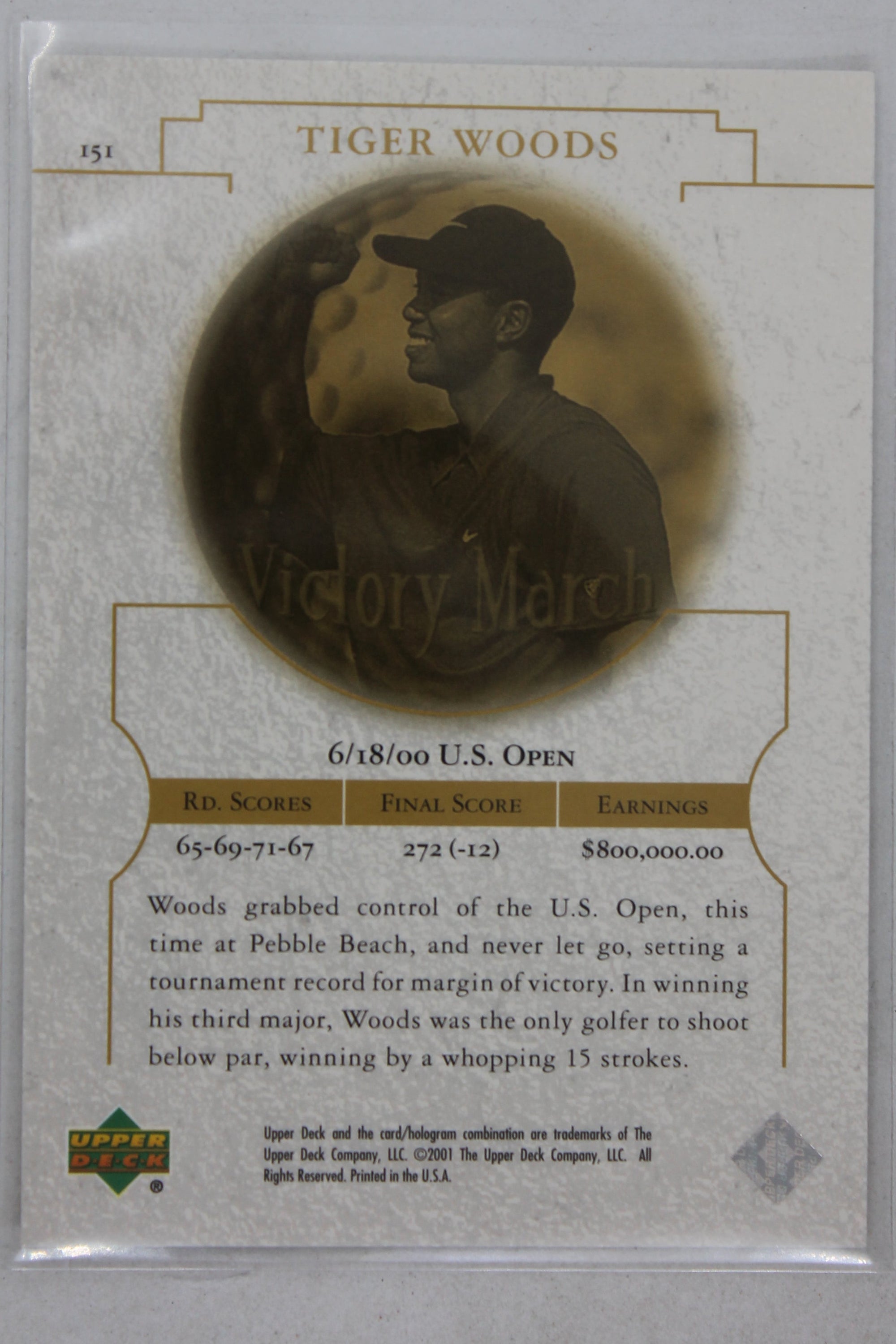 Tiger Woods 2001 Upper Deck - Victory March Rookie Card