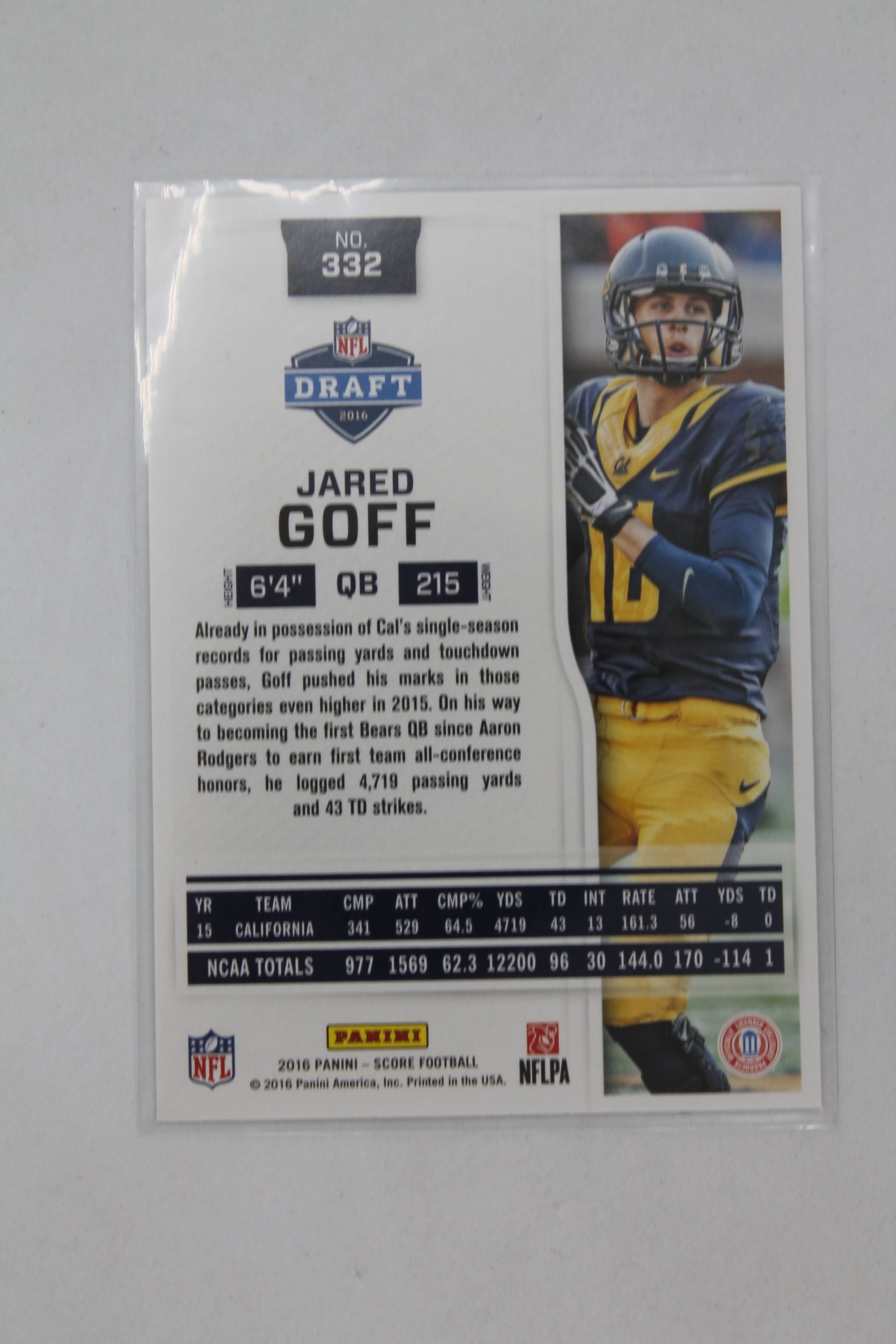 Jared Goff 2016 Score Rookie Card