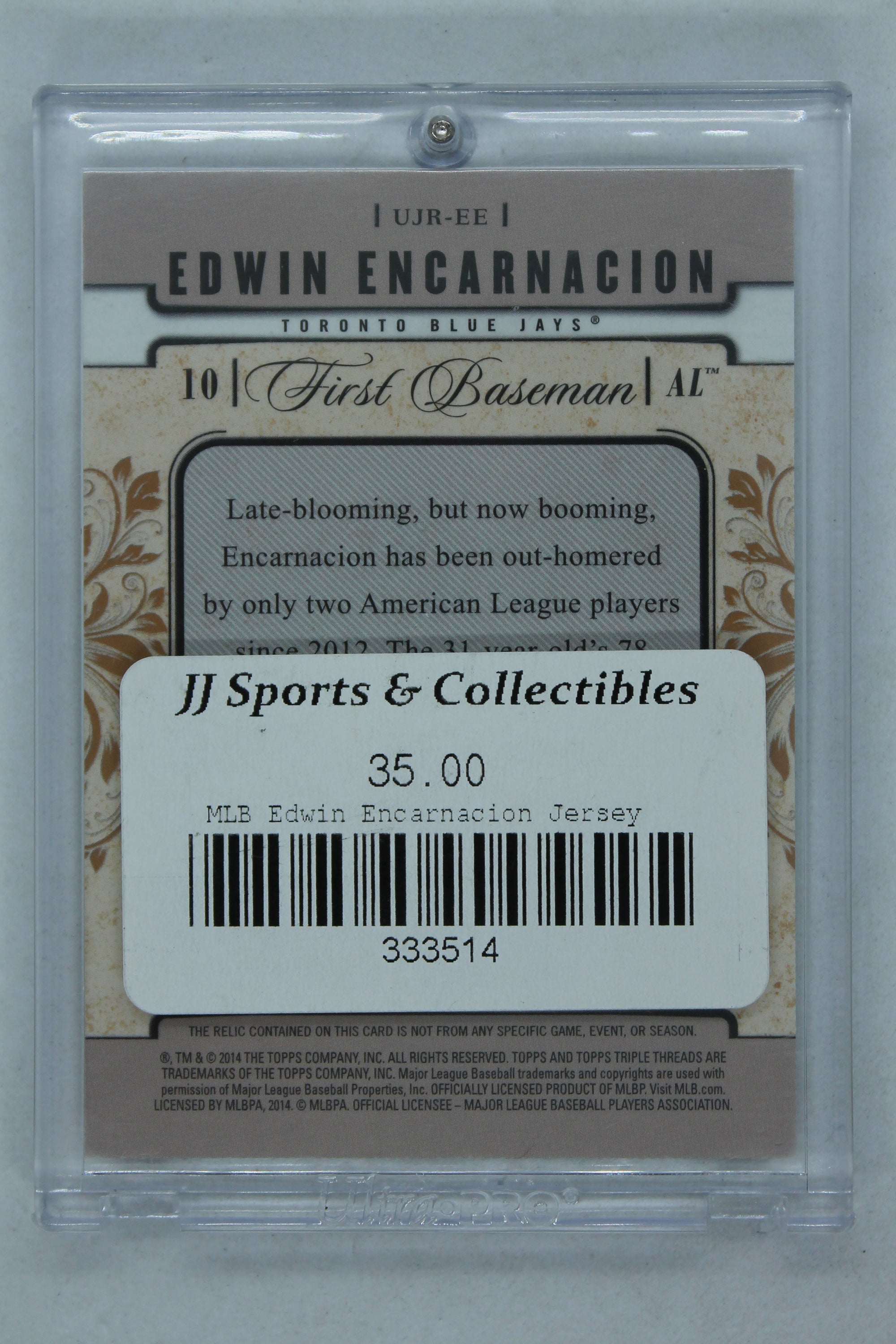 Edwin Encarnacion 2014 Topps Triple Threads Unity Jumbo Relics #07/27 Jersey Card