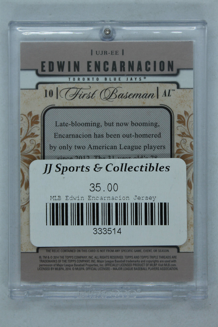 Edwin Encarnacion 2014 Topps Triple Threads Unity Jumbo Relics #07/27 Jersey Card