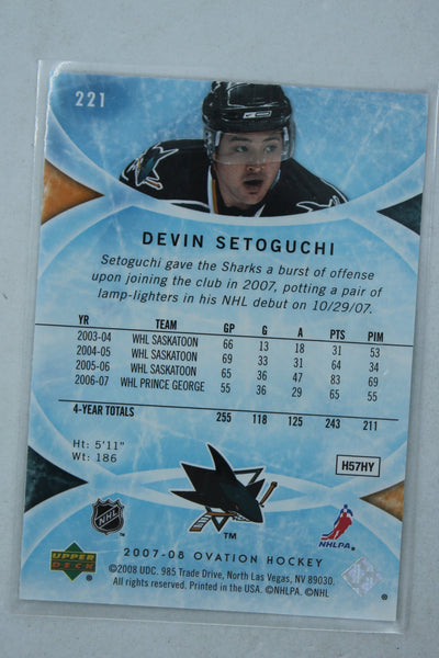 Devin Setoguchi 2007-08 Upper Deck Ovation Rookie Card