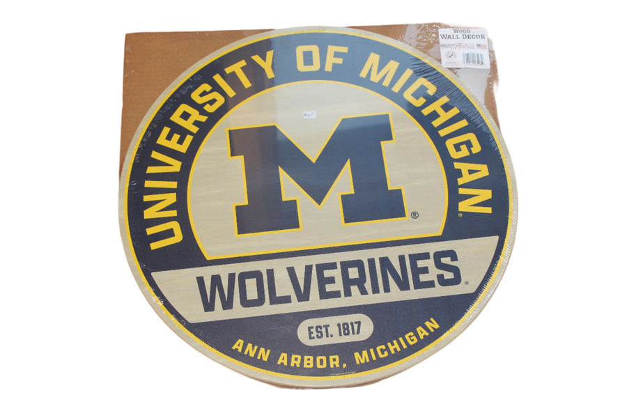 NCAA Michigan Wolverines 23" Round Wood Wall Decor Logo Sign