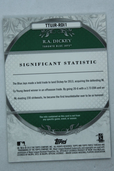 R.A. Dickey 2013 Topps Triple Threads - Unity Jumbo Relics - Bat Card #16/18