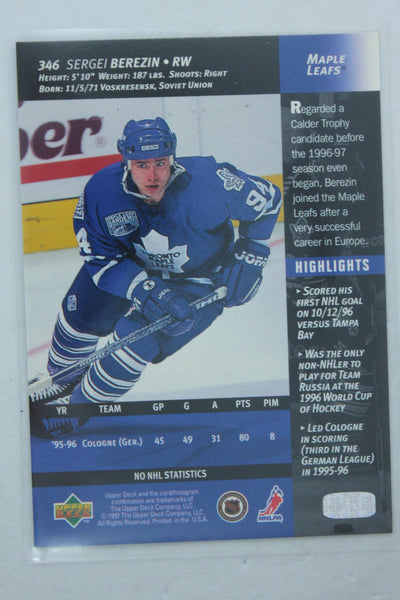 Sergei Berezin 1996-97 Upper Deck Rookie Card