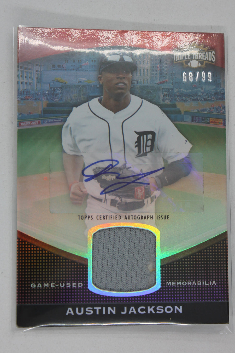 Austin Jackson 2011 Topps Triple Threads Unity Autograph Relic Card - Detroit Tigers