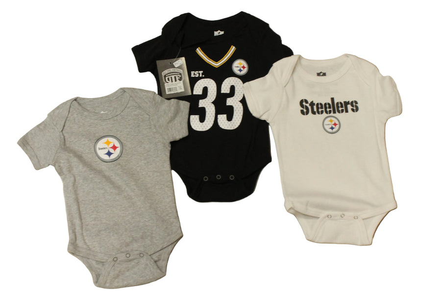 NFL Pittsburgh Steelers Old Time Football Infant 3pc Bodysuit Set