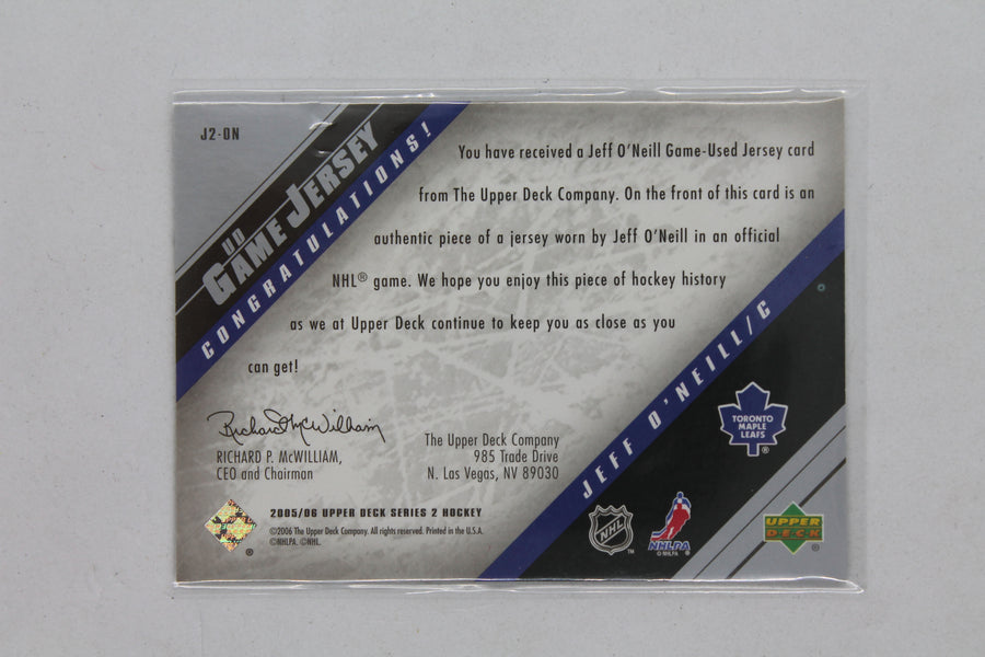 Jeff O'Neill 2005-06 Upper Deck - UD Game Jersey Series 2 #J2-ON Jersey Card - OverDrive