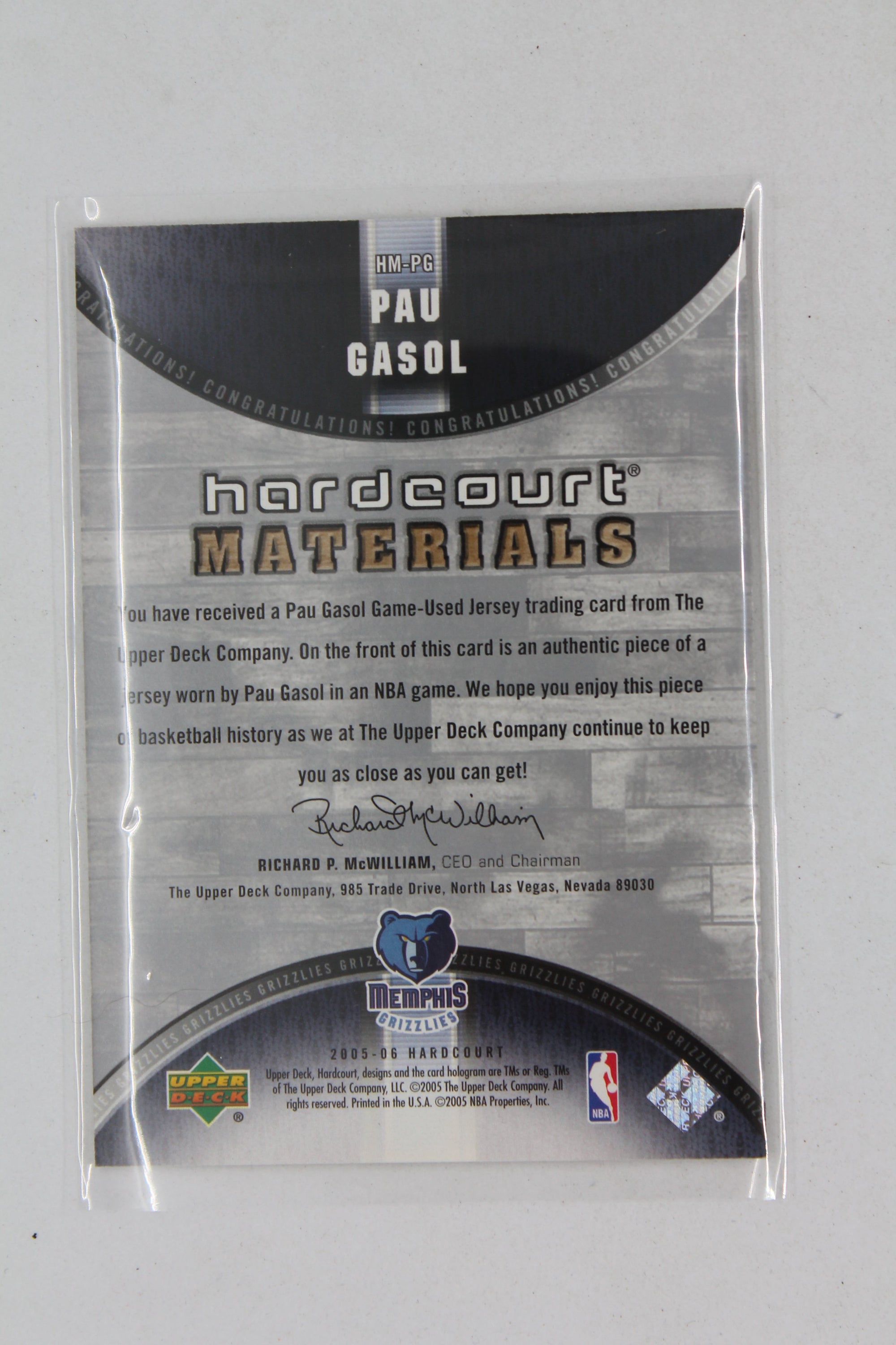 Pau Gasol 2005-06 Upper Deck Hardcourt - Hardwood Materials #HM-PG Jersey Card