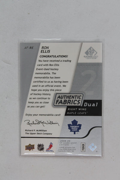 Ron Ellis 2008-09 SP Game Used Edition - Authentic Fabrics Dual #AF-RE Jersey Card - Toronto Maple Leafs