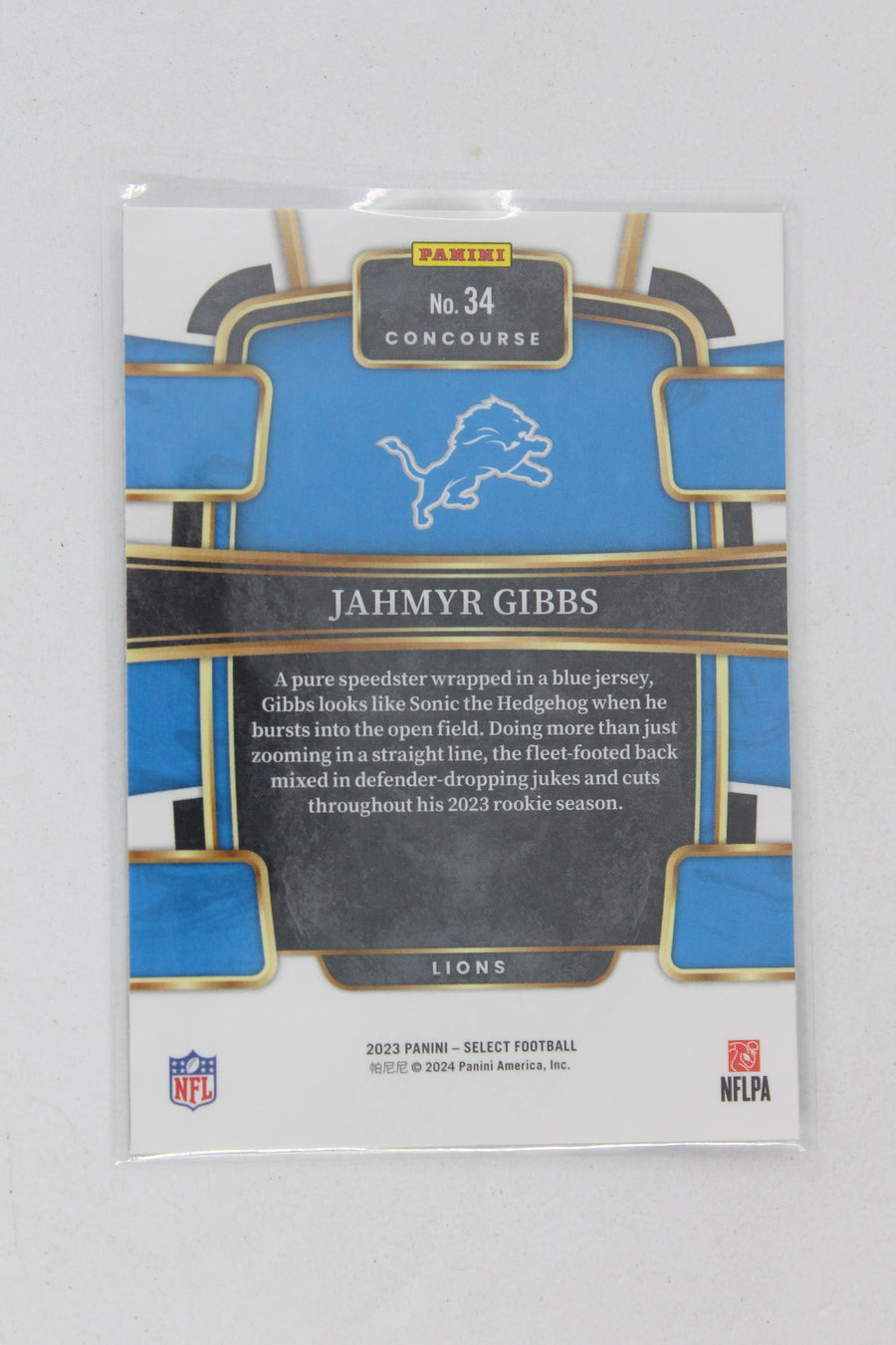 Jahmyr Gibbs 2023 Panini Select - Concourse Rookie Card