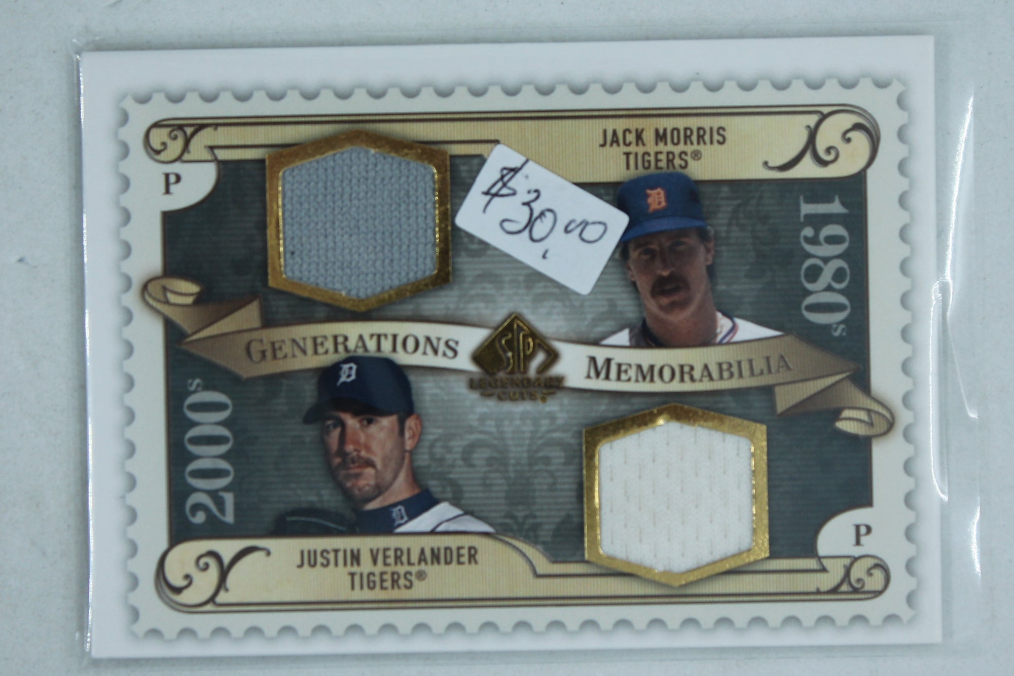 2009 SP Legendary Cuts - Generations Memorabilia #GM-MV Justin Verlander, Jack Morris