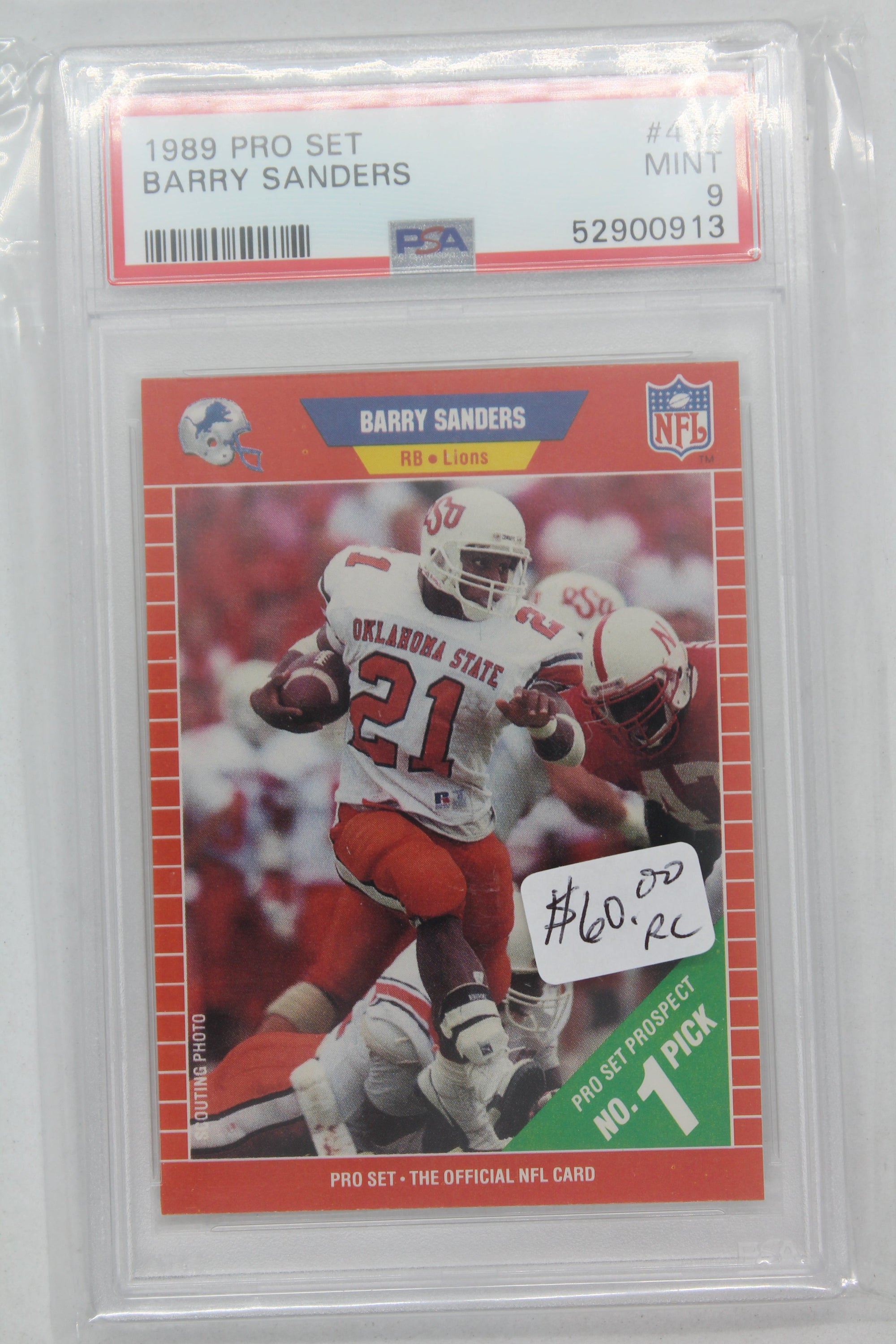 Barry Sanders 1989 Pro Set Rookie Card - PSA 9