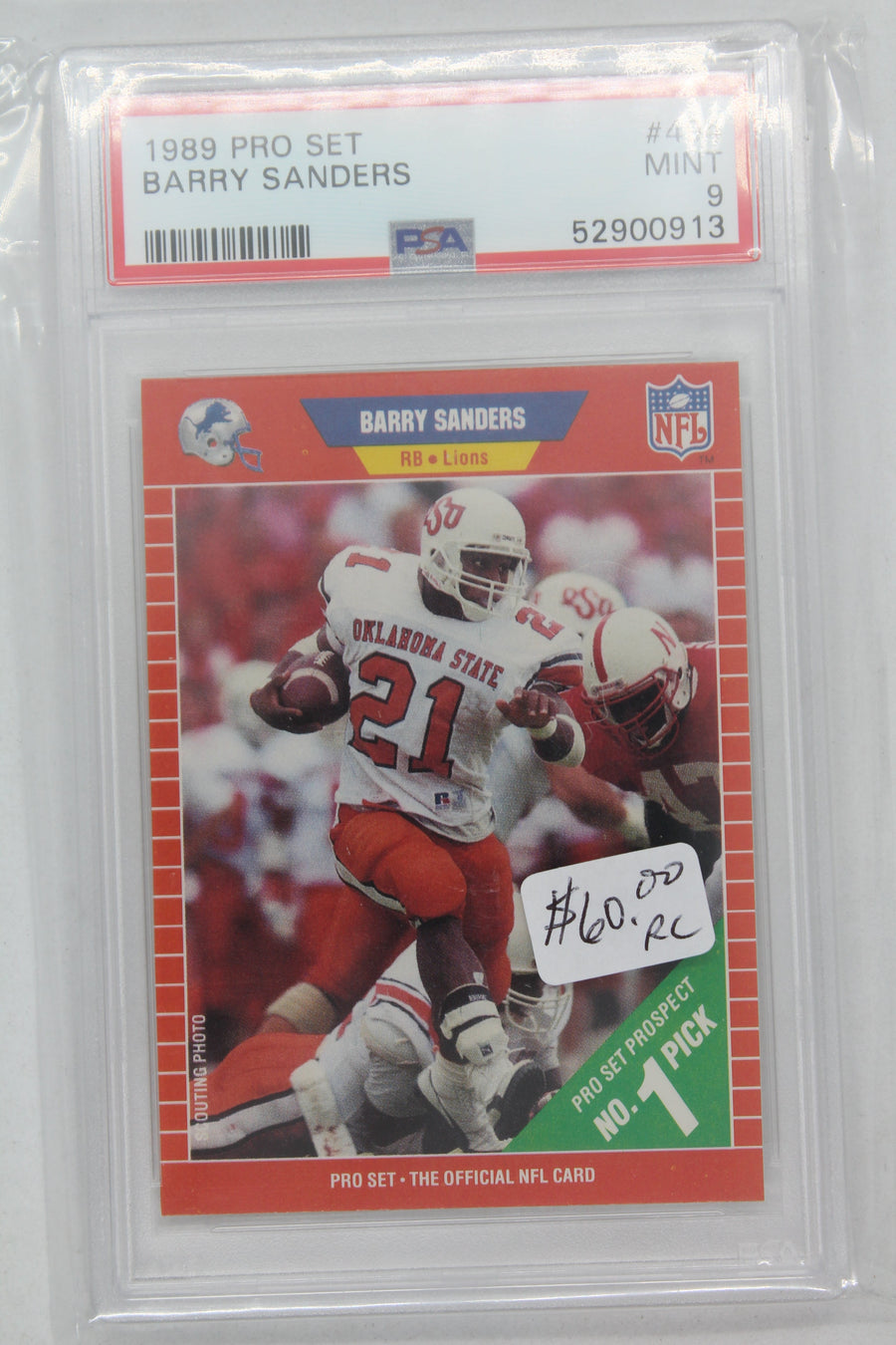 Barry Sanders 1989 Pro Set Rookie Card - PSA 9