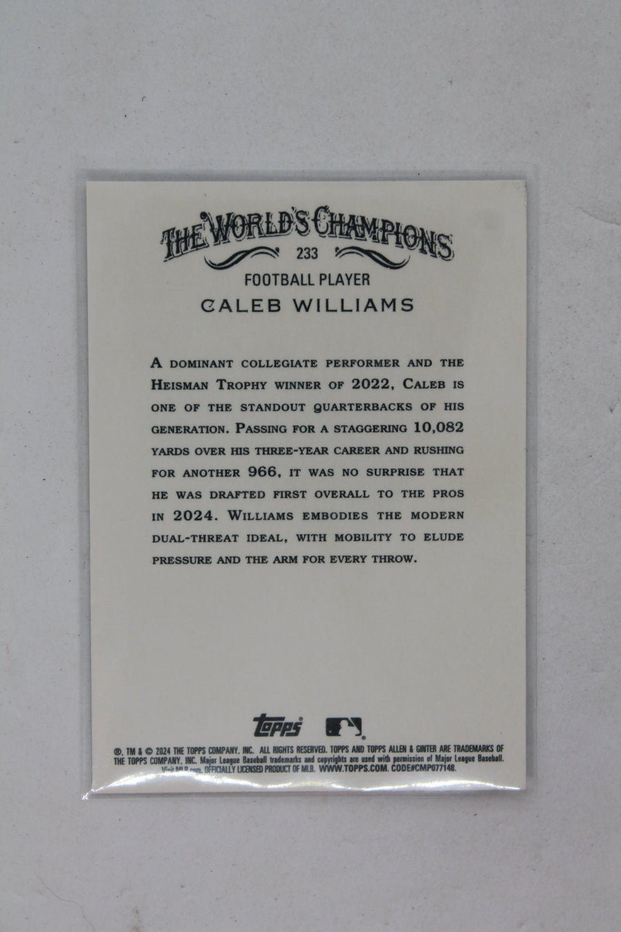 Caleb Wiiliams 2024 Topps Allen & Ginter Rookie Card