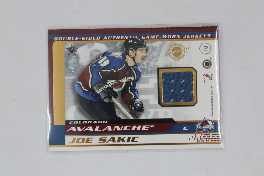 Patrick Roy & Joe Sakic 2001-02 Vanguard Double Sided Game Used Jersey Cards