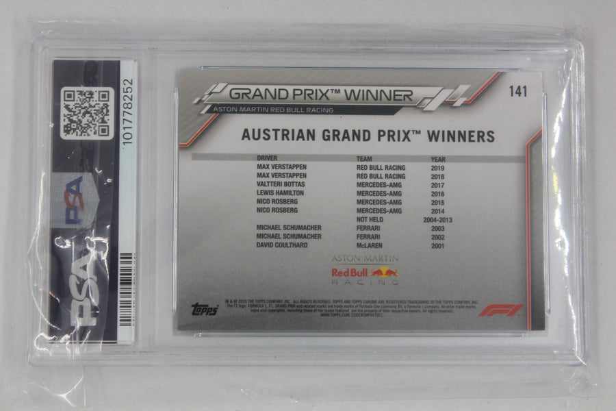 Max Verstappen 2020 Topps Chrome Formula 1 - Grand Prix Winners - Sapphire - Rookie Card - PSA 8