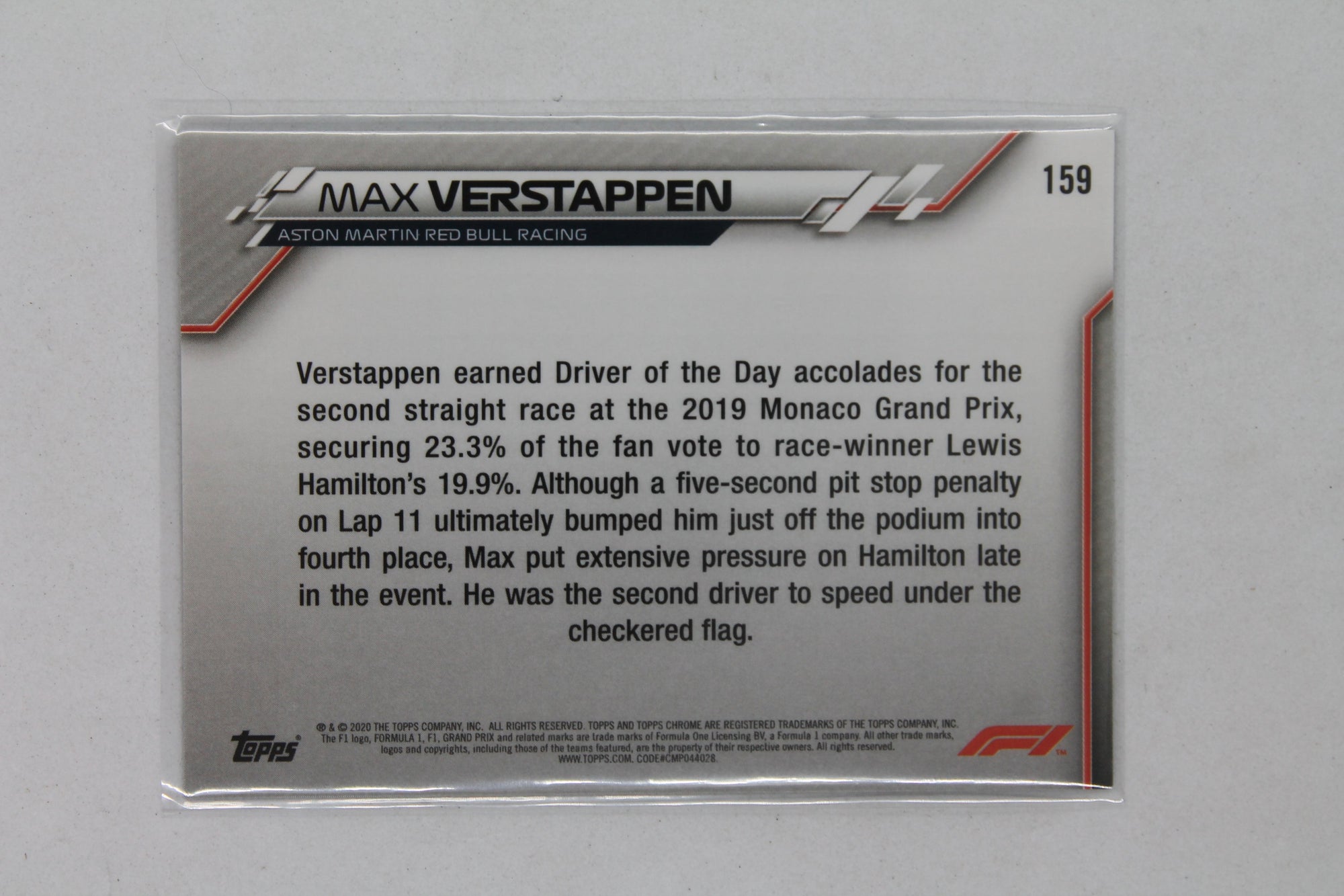 Max Verstappen 2020 Topps Chrome Formula 1 - Grand Prix Driver of the Day - Rookie Card