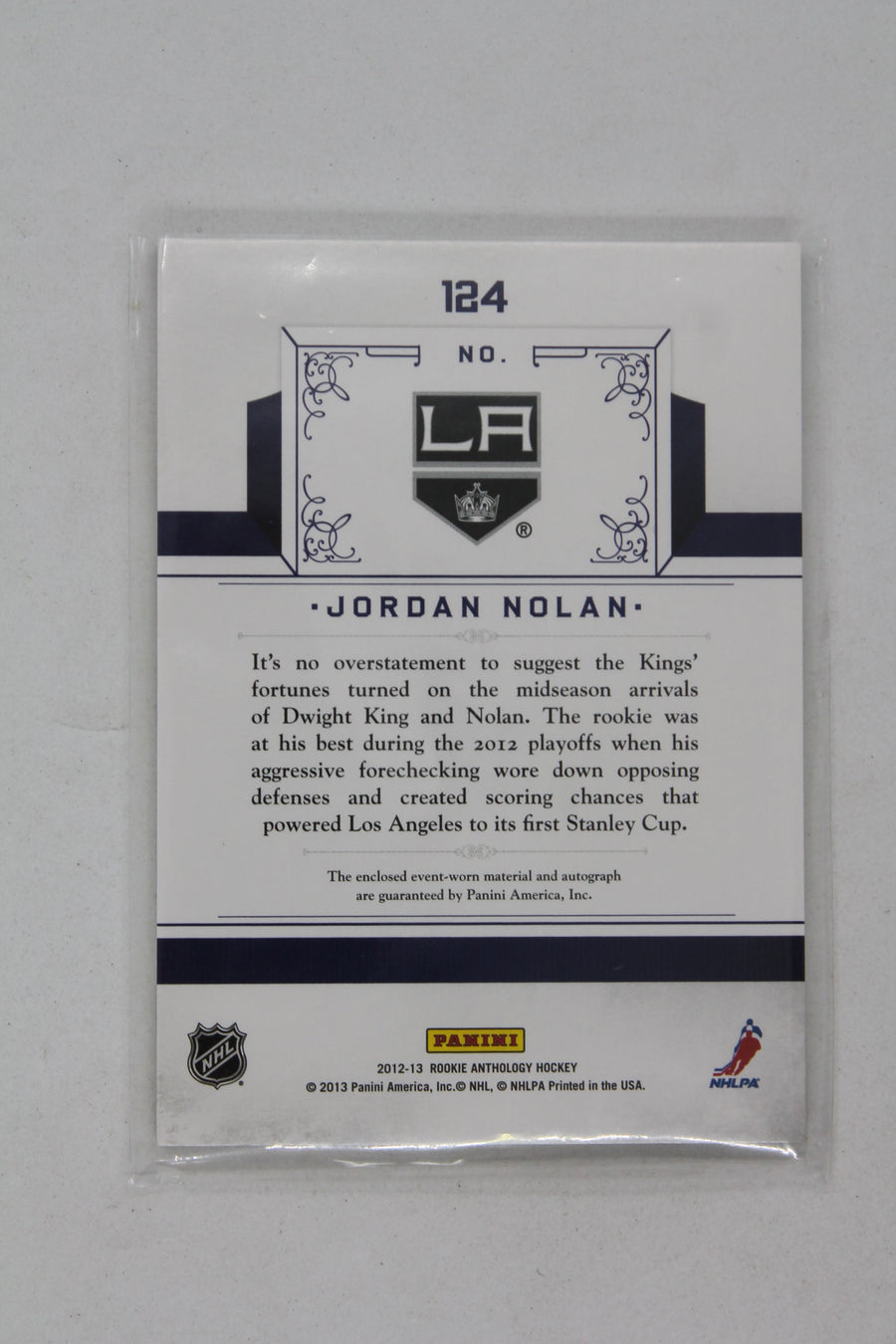 Jordan Nolan 2012-13 Panini Rookie Anthology Rookie Card #188/499 - Shoresy