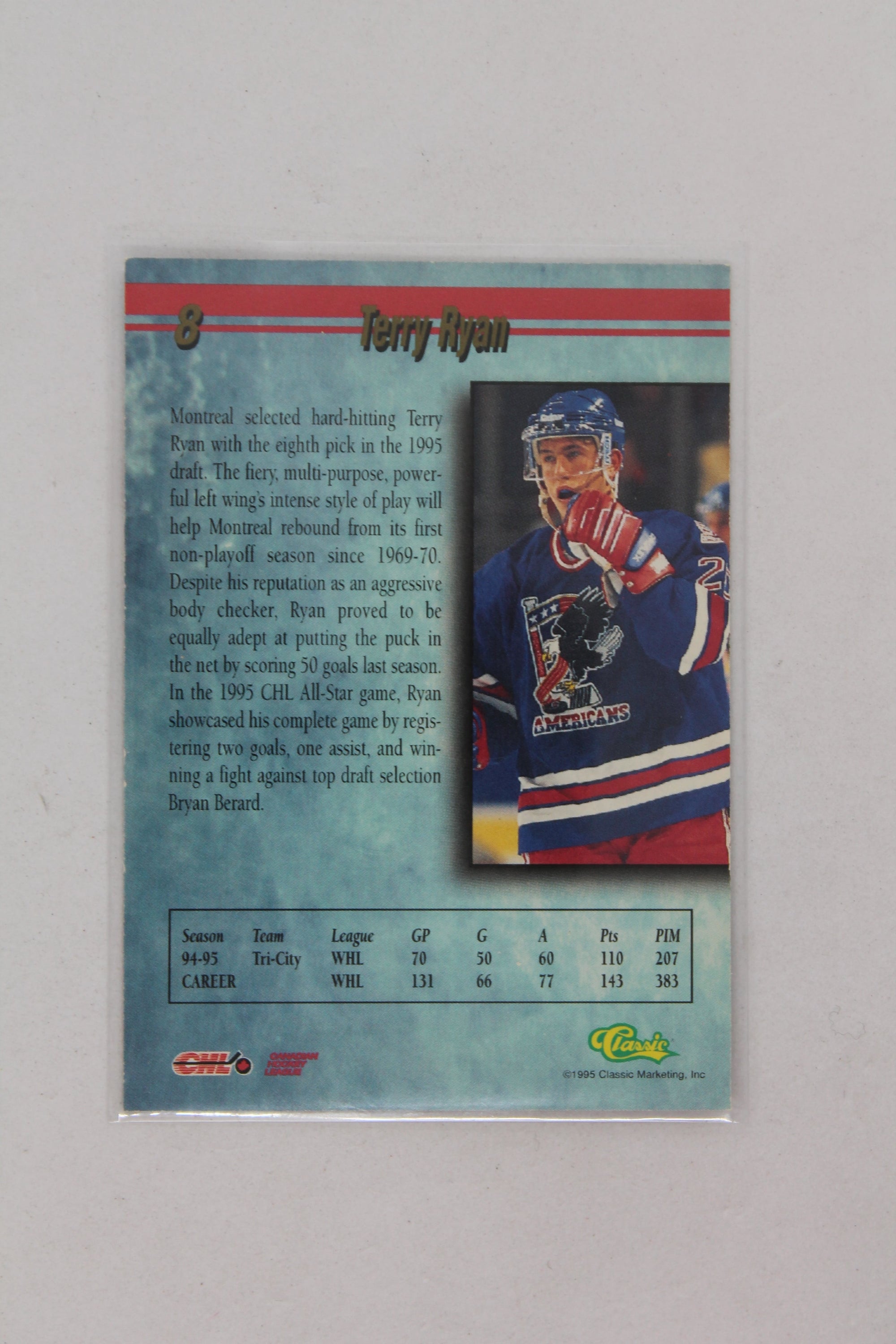Terry Ryan 1995 Classic Draft Card - Shoresy - Hitch