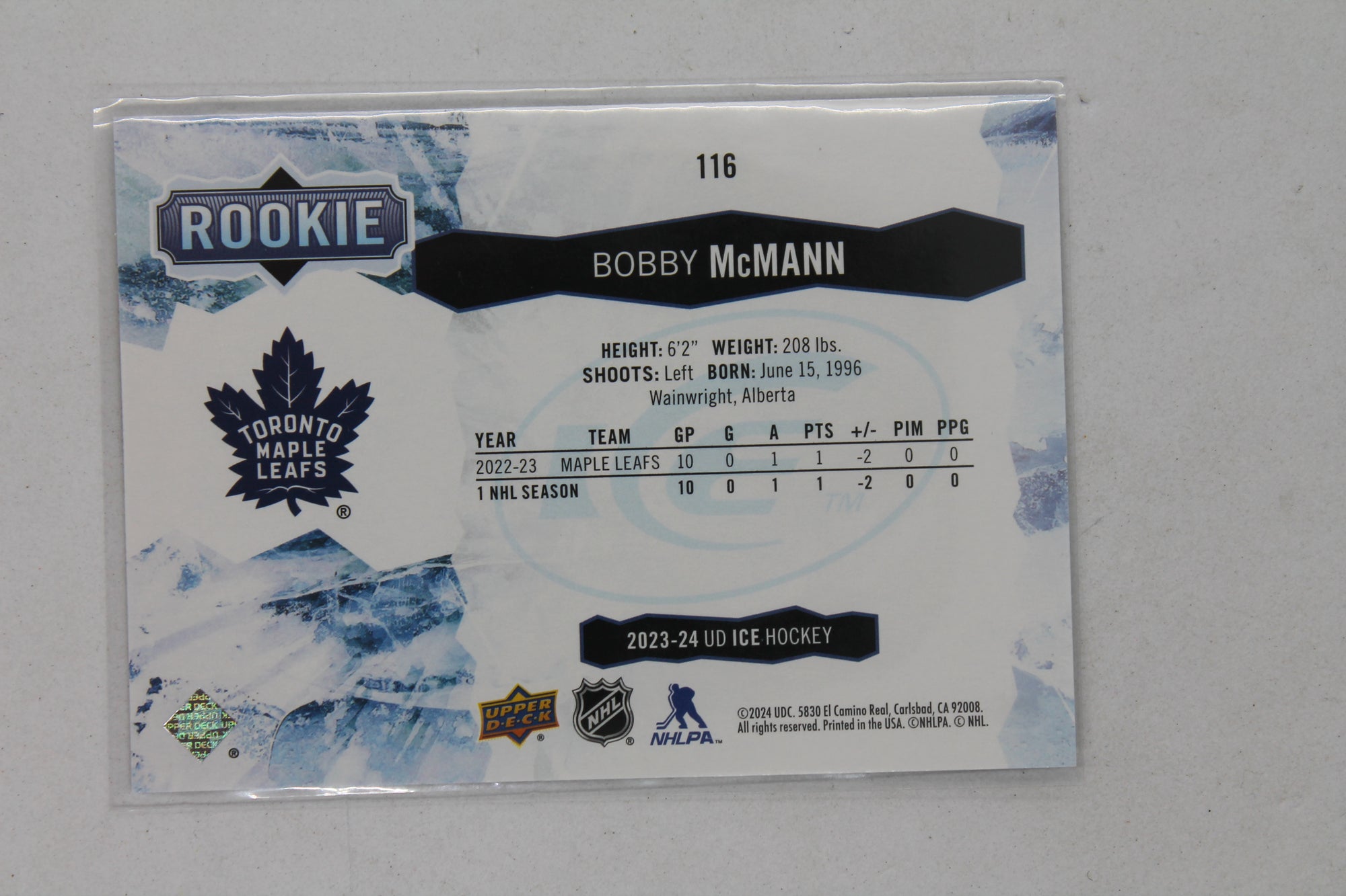 Bobby McMann 2023-24 Upper Deck Ice Rookies Rookie Card
