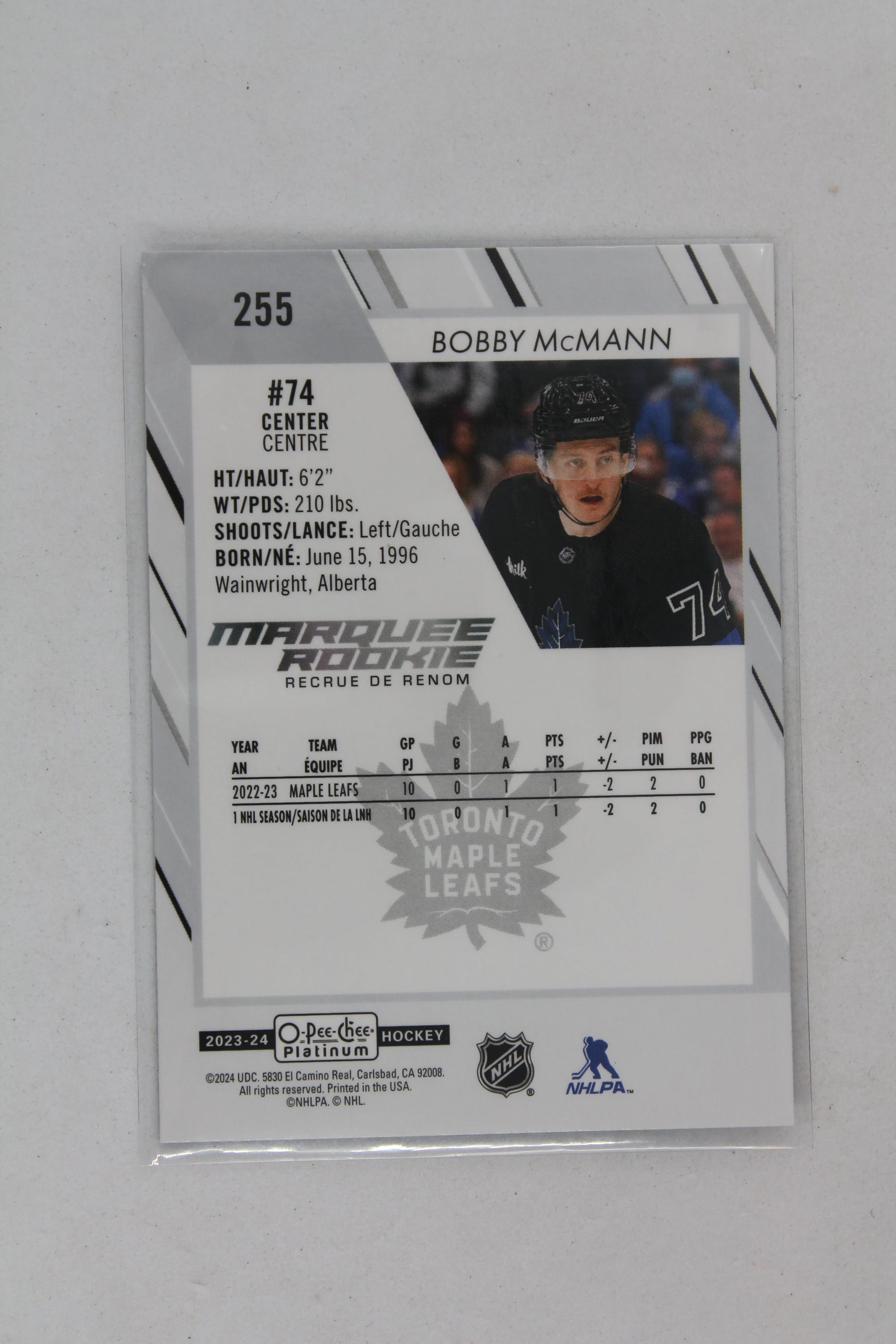 Bobby McMann 2023-24 O-Pee-Chee Platinum Marquee Rookies Rookie Card