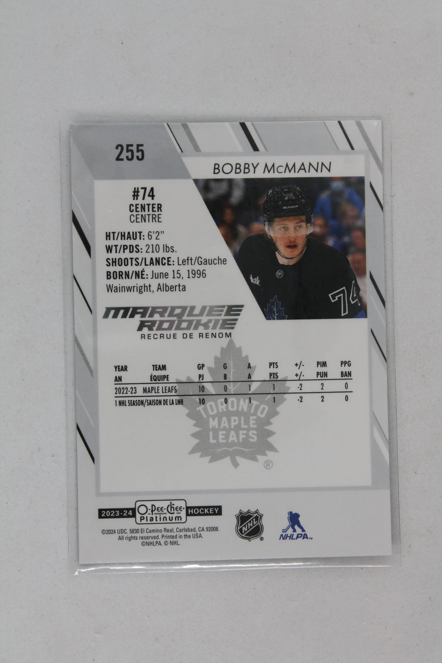 Bobby McMann 2023-24 O-Pee-Chee Platinum Marquee Rookies Rookie Card