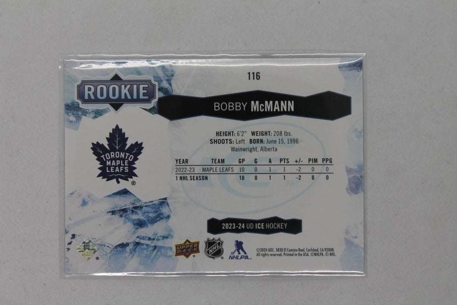 Bobby McMann 2023-24 Upper Deck Ice Green Rookies Rookie Card