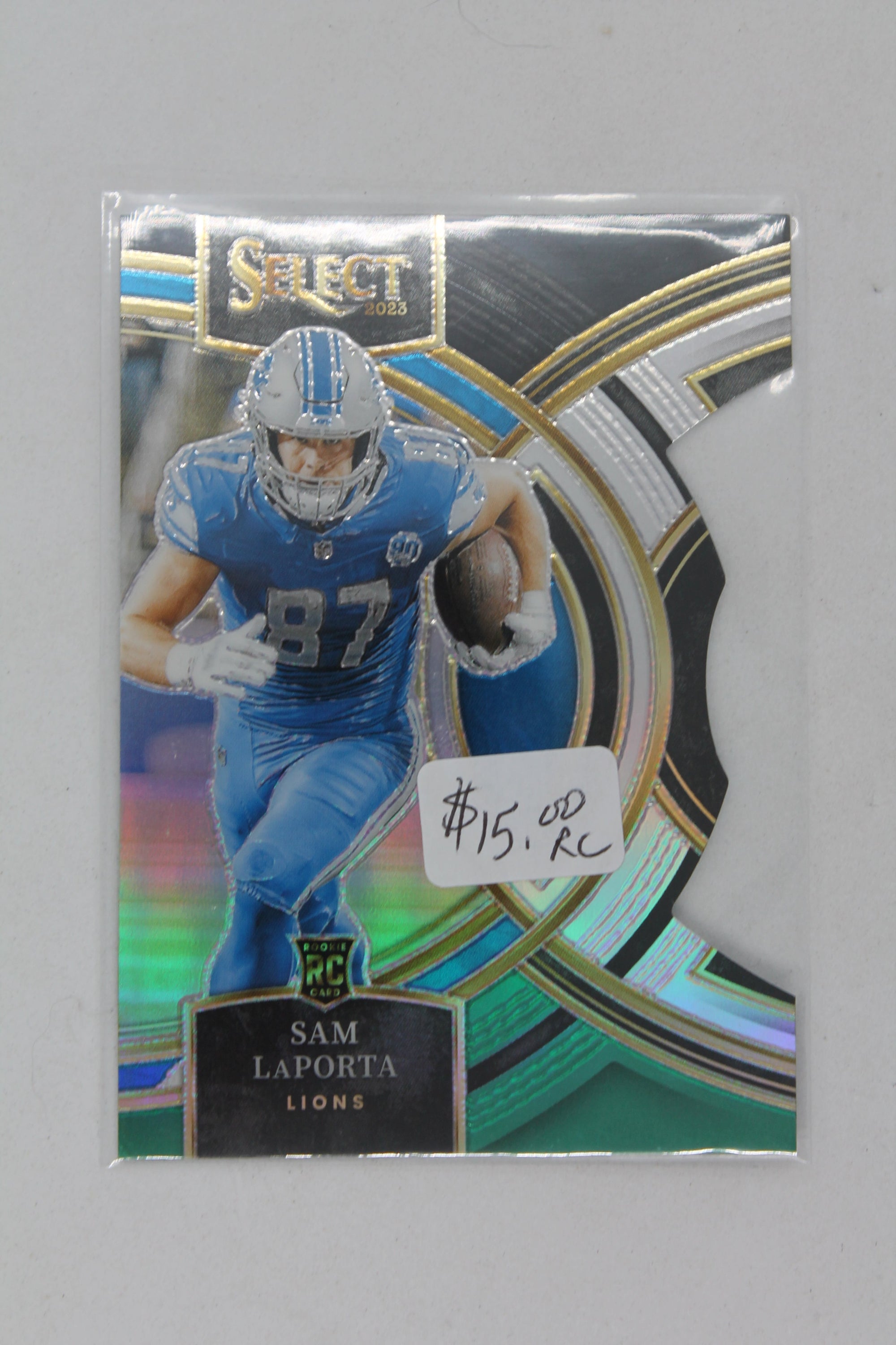 Sam LaPorta 2023 Panini Select Black & Green Prizm Die-Cut Rookie Card