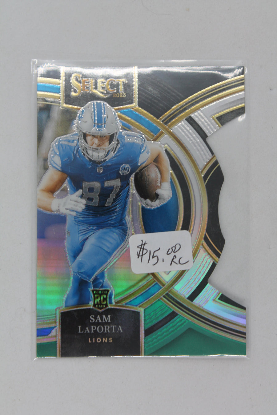 Sam LaPorta 2023 Panini Select Black & Green Prizm Die-Cut Rookie Card