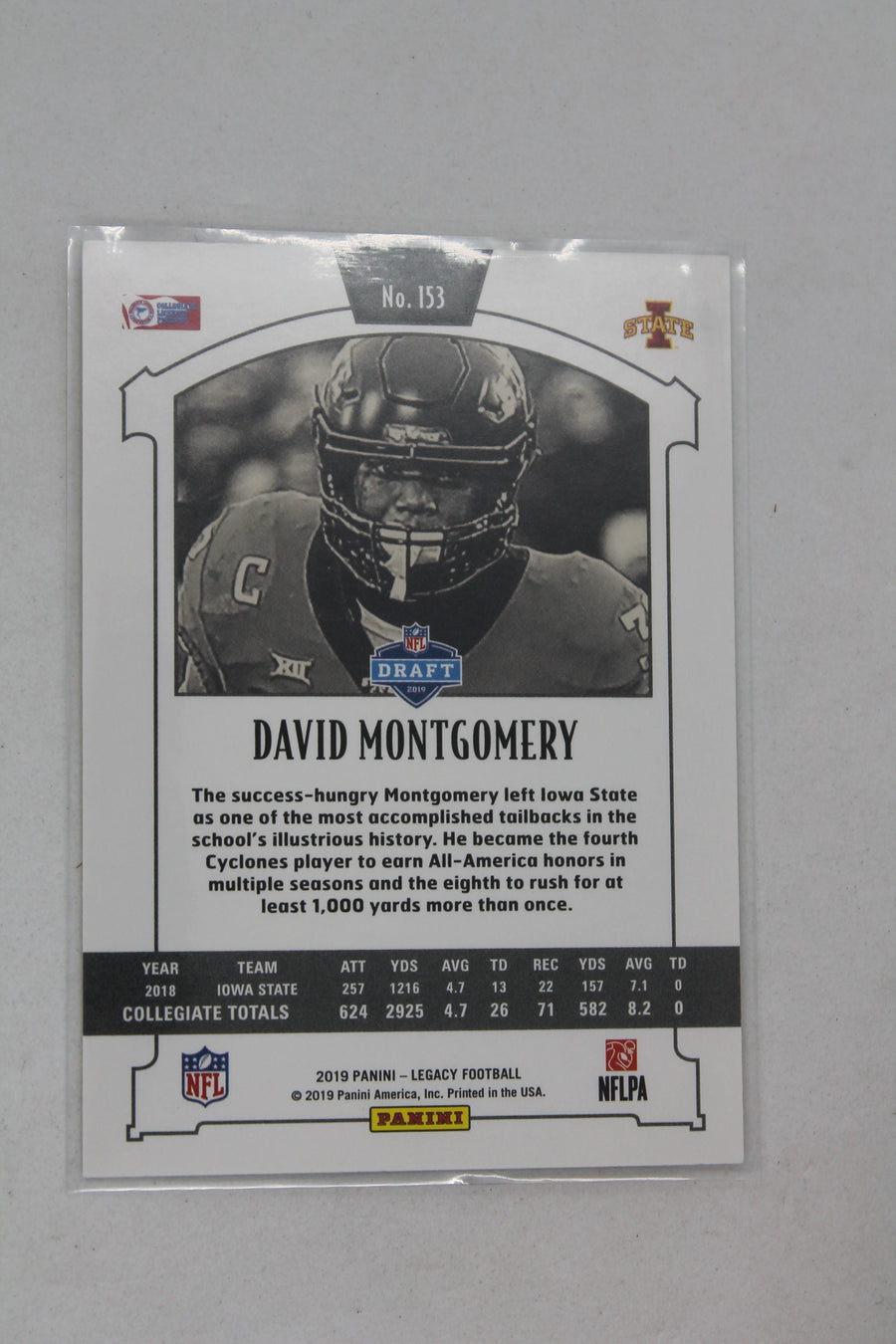 David Montgomery 2019 Panini Legacy Yellow - Rookies - Rookie Card #128/165