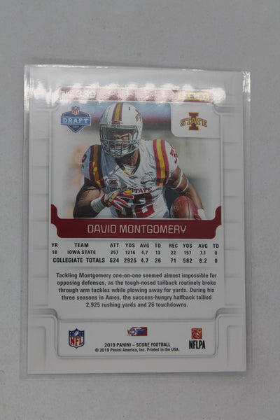 David Montgomery 2019 Score - Red Rookies - Rookie Card