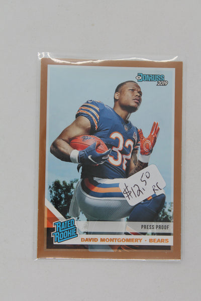 David Montgomery 2019 Panini Donruss - Press Proof Bronze Rated Rookie Rookie Card