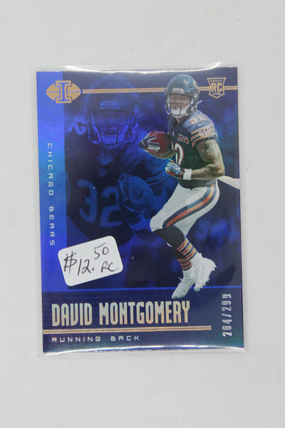 David Montgomery 2019 Panini Illusions - Trophy Collection Blue Rookie Card #204/299