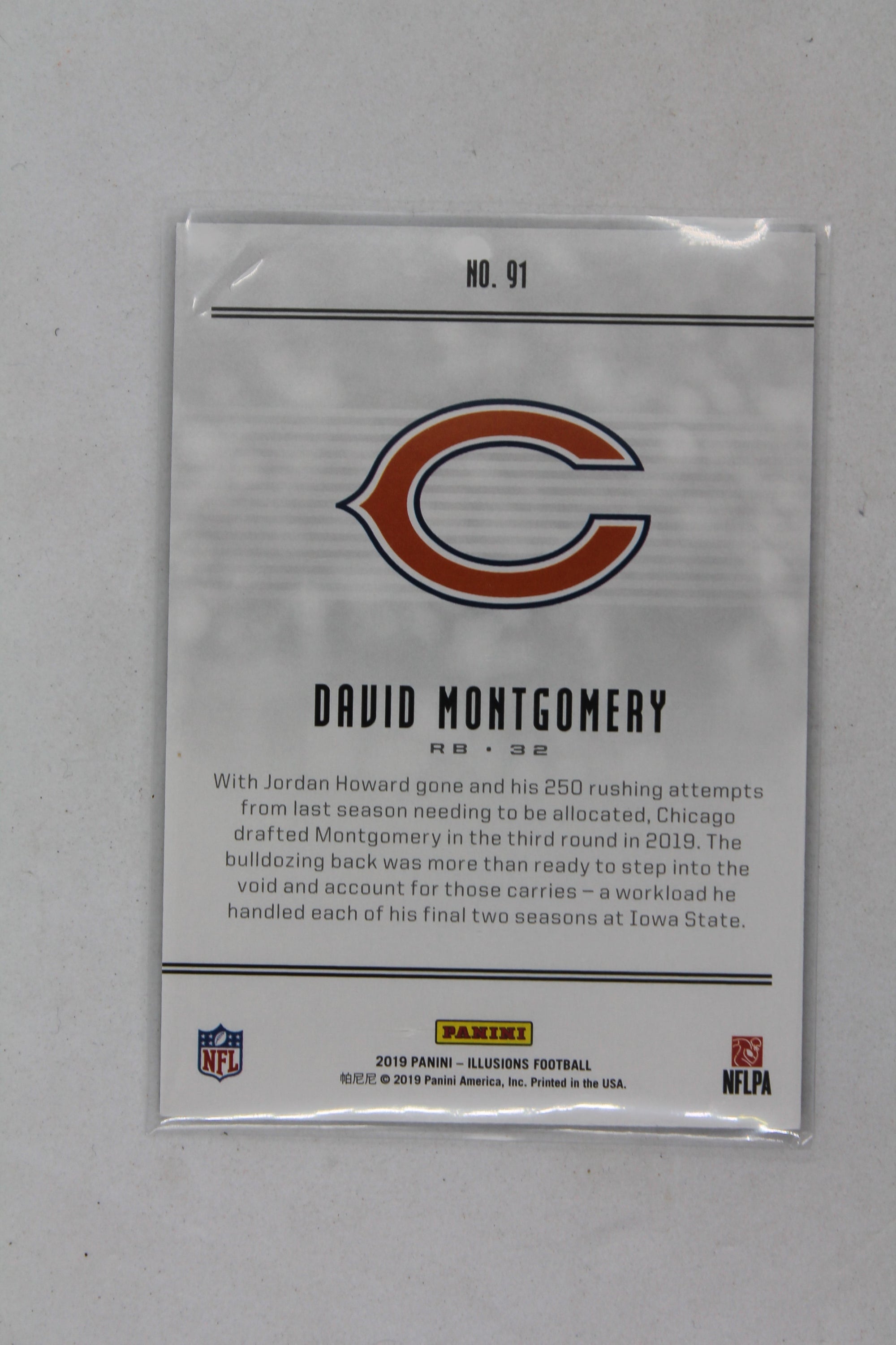 David Montgomery 2019 Panini Illusions - Trophy Collection Blue Rookie Card #204/299