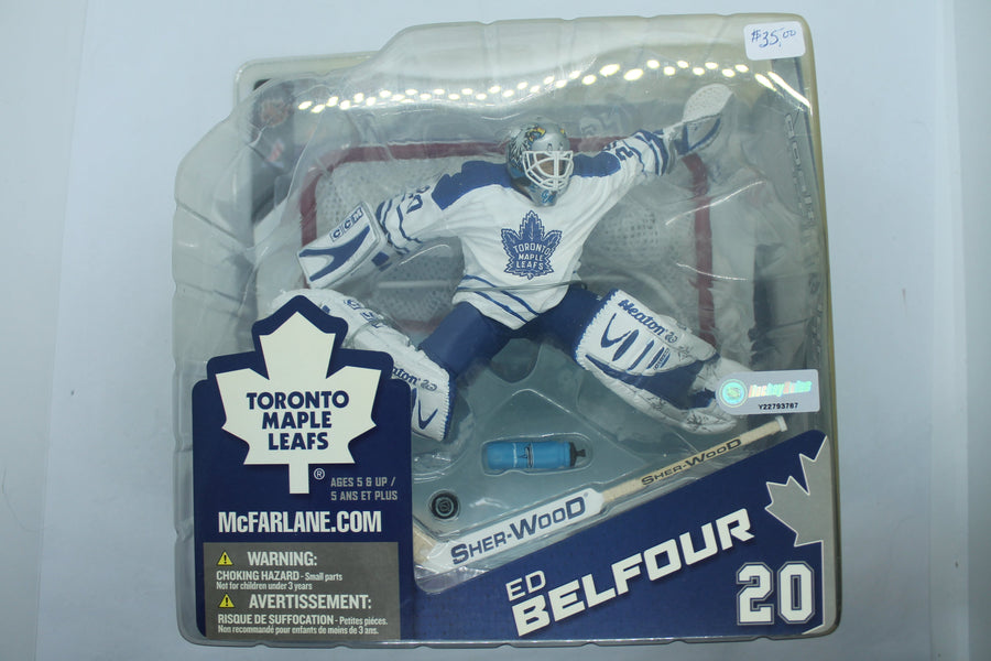 ED BELFOUR MCFARLANE - NHL SERIES 8 - TORONTO MAPLE LEAFS - White JERSEY