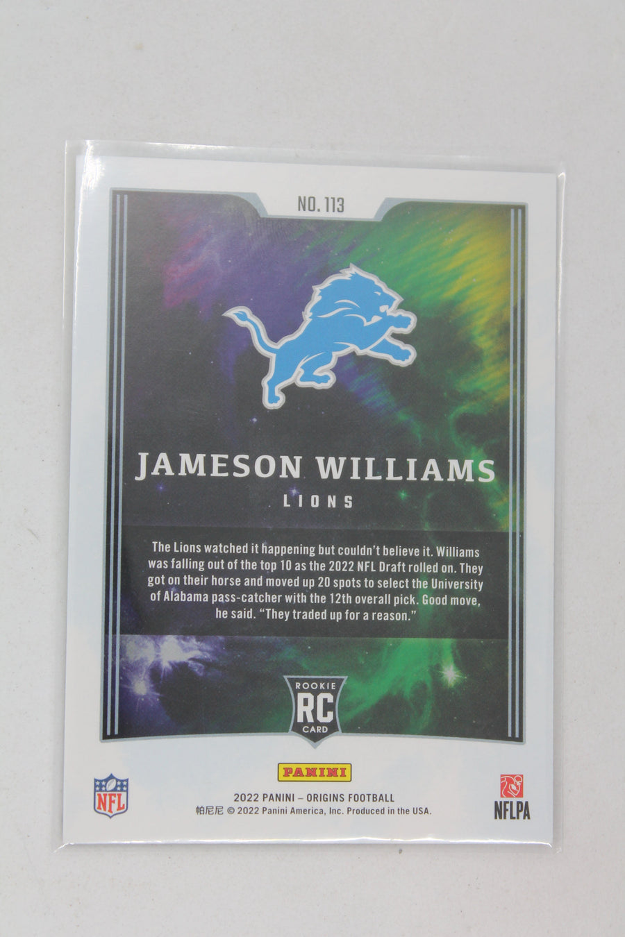 Jameson Williams 2022 Panini Origins Rookies Rookie Card